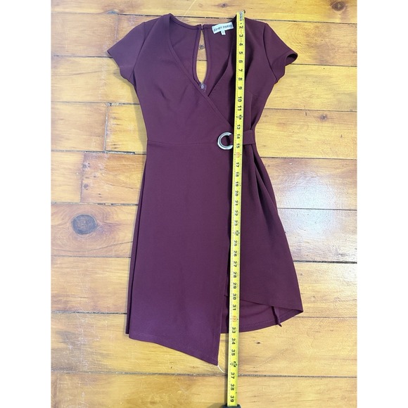Almost Famous Women's Medium Mini Burgundy Wrap A-Symmetrical Dress - Picture 9 of 9